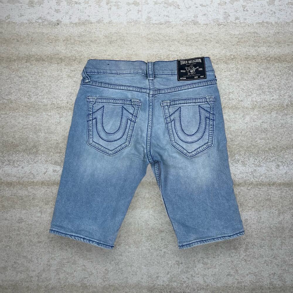 Vintage Y2K True Religion Skater Jeans Shorts 29x11 Light Wash Denim Rap Rocco